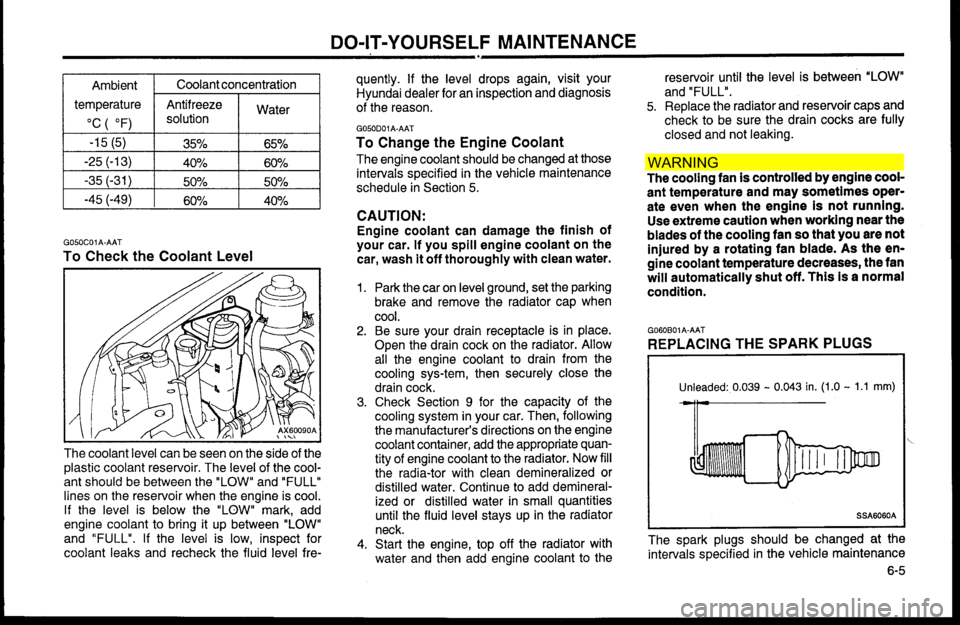 Hyundai Accent 2000 Owners Manual WAR NIN G Hyundai Accent 2000 Owners Manual WAR NIN G