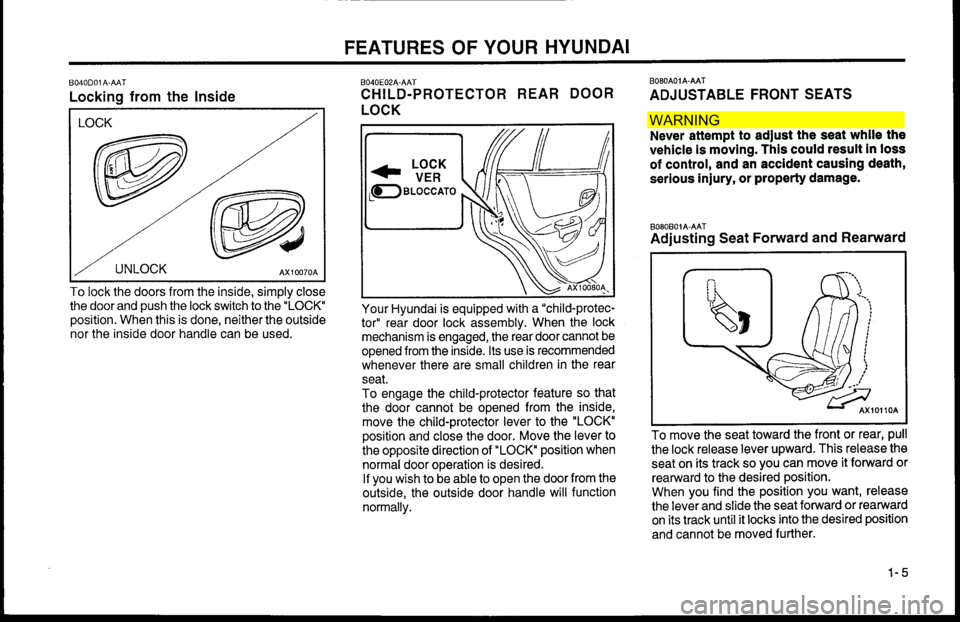 Hyundai Accent 2000 User Guide WAR NIN G Hyundai Accent 2000 User Guide WAR NIN G