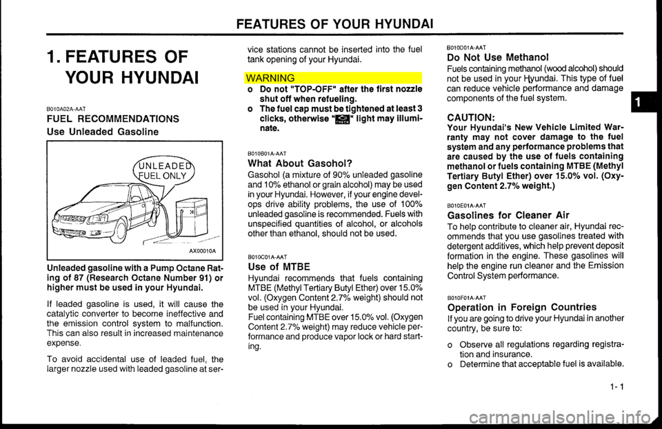 Hyundai Accent 2000 Owners Manual WAR NIN G Hyundai Accent 2000 Owners Manual WAR NIN G