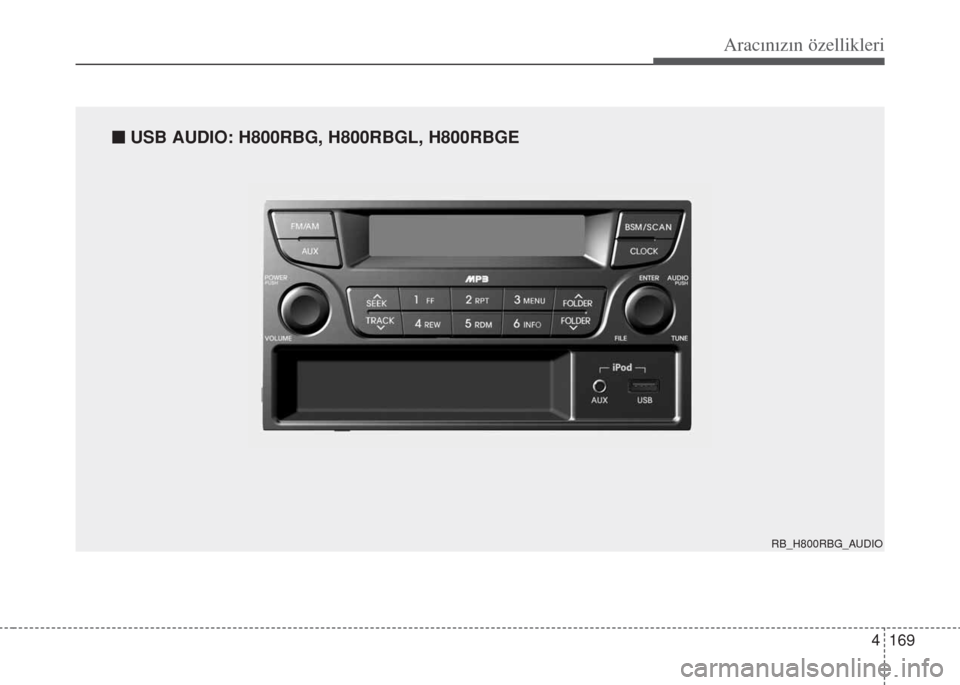 Hyundai Accent Blue 2014 Kullanım Kılavuzu (in Turkish) 4 169
Aracınızın özellikleri
RB_H800RBG_AUDIO
nUSB AUDIO: H800RBG, H800RBGL, H800RBGE Hyundai Accent Blue 2014 Kullanım Kılavuzu (in Turkish) 4 169
Aracınızın özellikleri
RB_H800RBG_AUDIO
nUSB AUDIO: H800RBG, H800RBGL, H800RBGE