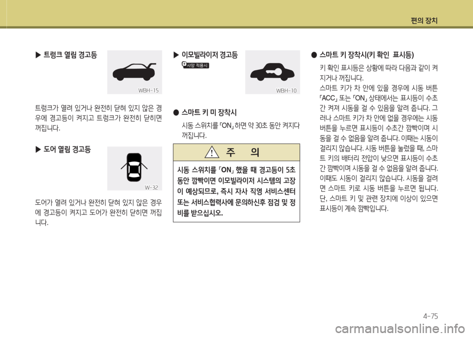 Hyundai Avante 2015  아반떼 MD - 사용 설명서 (in Korean) 편의 장치4-7자
 
▶ ?@렁크  열&D  E고등
?@$
