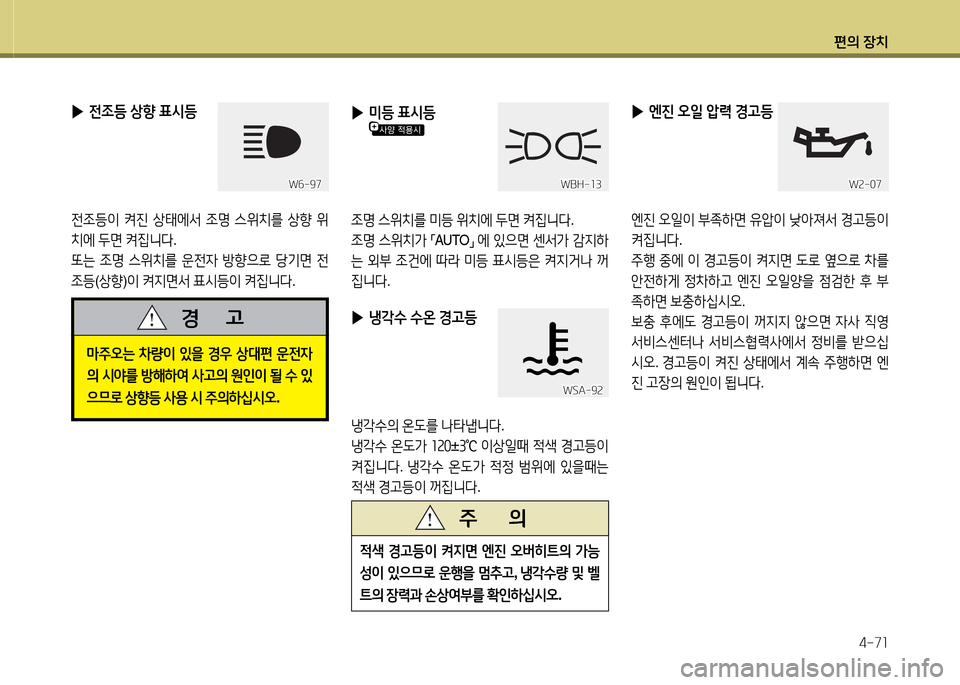 Hyundai Avante 2014  아반떼 MD - 사용 설명서 (in Korean) 편의 장치4-7소
 
▶ 전4