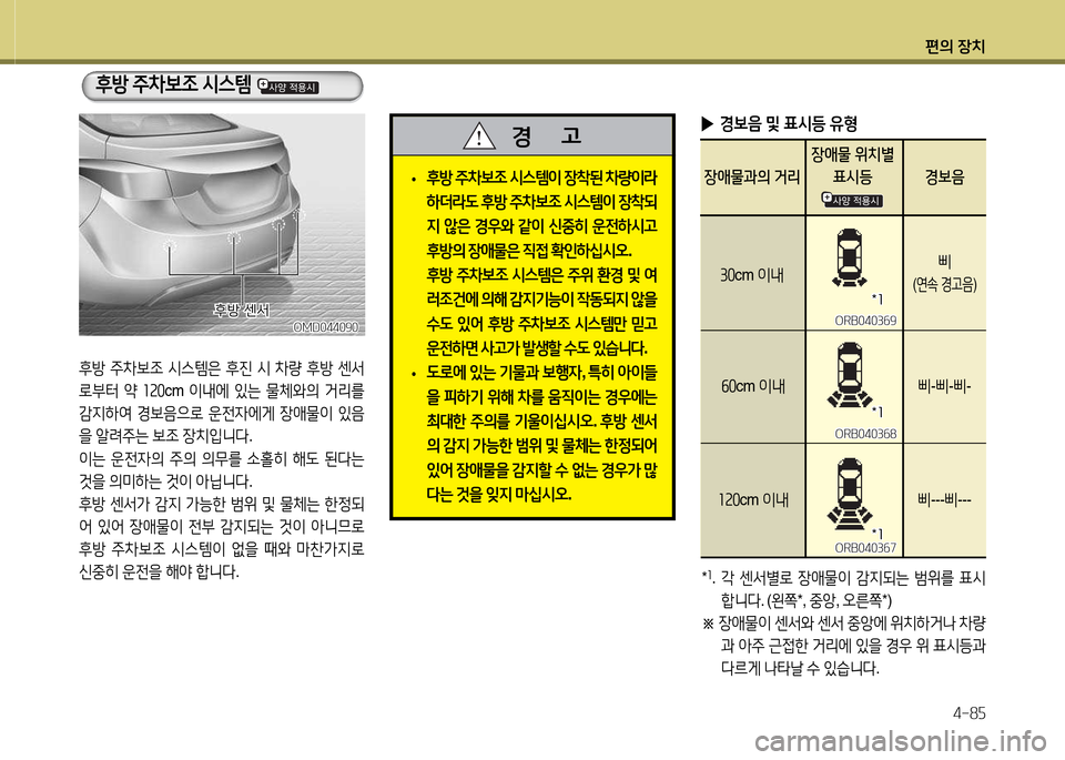 Hyundai Avante 2014  아반떼 MD - 사용 설명서 (in Korean) 편의 장치4-8자
후방  주8