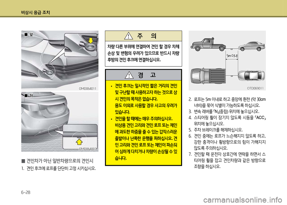 Hyundai Avante 2014  아반떼 MD - 사용 설명서 (in Korean) 비상/d 응