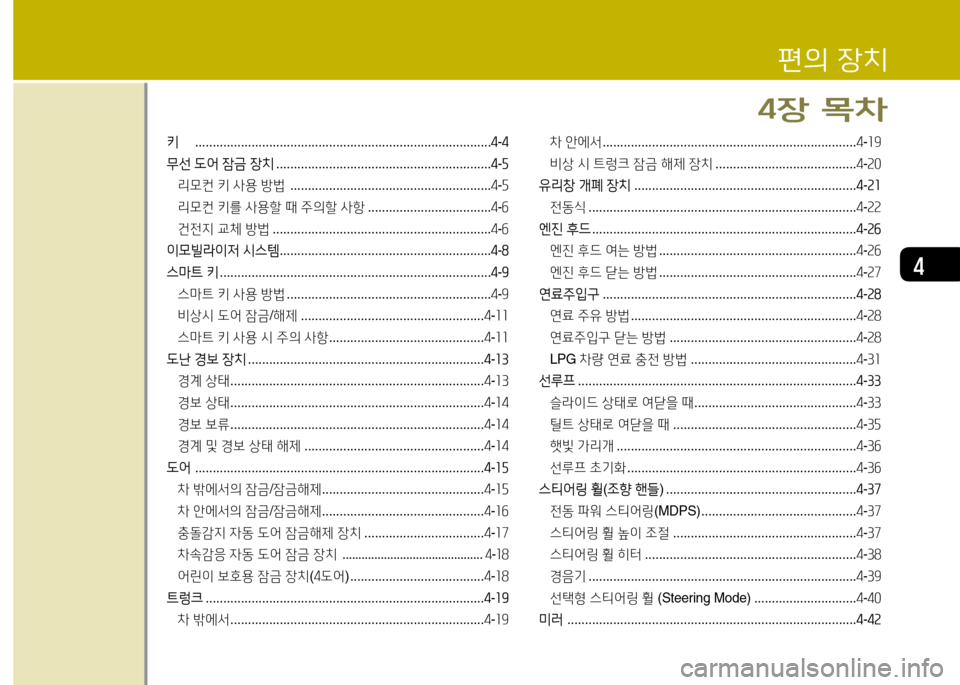Hyundai Avante 2014  아반떼 MD - 사용 설명서 (in Korean) 4
키  .................................................................................... 4-4
무선   L2<  4(