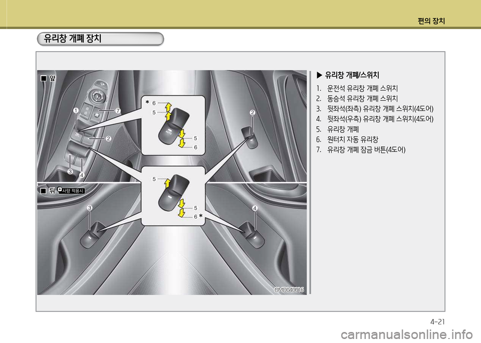 Hyundai Avante 2014  아반떼 MD - 사용 설명서 (in Korean) 편의 장치4-속소
 
▶ 유리창  