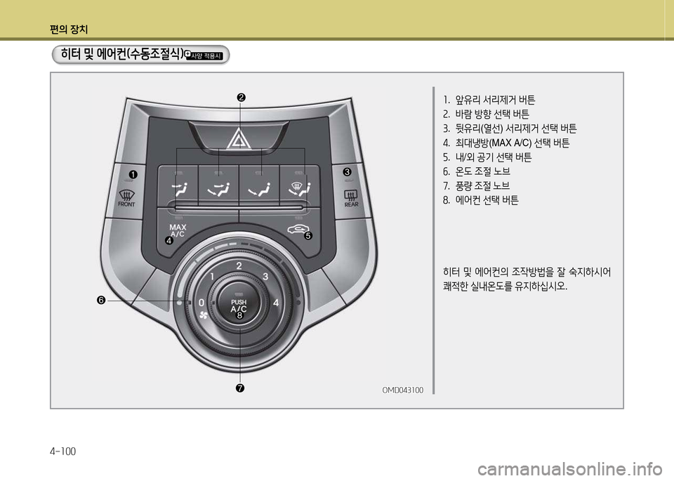 Hyundai Avante 2013  아반떼 MD - 사용 설명서 (in Korean) 편의 장치 4-소00
좌.  앞유리  -