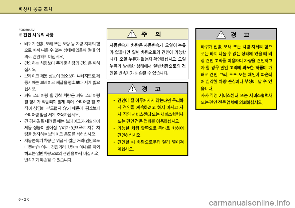 Hyundai Avante 2011 아반떼 MD - 사용 설명서 (in Korean) 6-2 0
F080301AVI Hyundai Avante 2011 아반떼 MD - 사용 설명서 (in Korean) 6-2 0
F080301AVI
