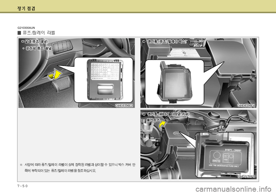 Hyundai Avante 2011  아반떼 MD - 사용 설명서 (in Korean) 7-5 0
G210300AUN    