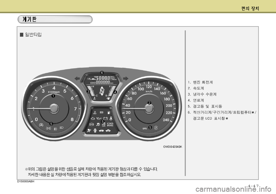Hyundai Avante 2011  아반떼 MD - 사용 설명서 (in Korean) 4-4 7
D150000ABH  