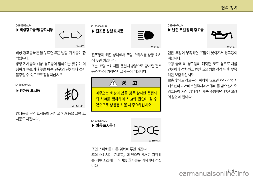 Hyundai Avante 2011  아반떼 MD - 사용 설명서 (in Korean) 4-6 1
D150307AUN
D150306AUN
D150338AMD
D150305AUN
D150309AUN 