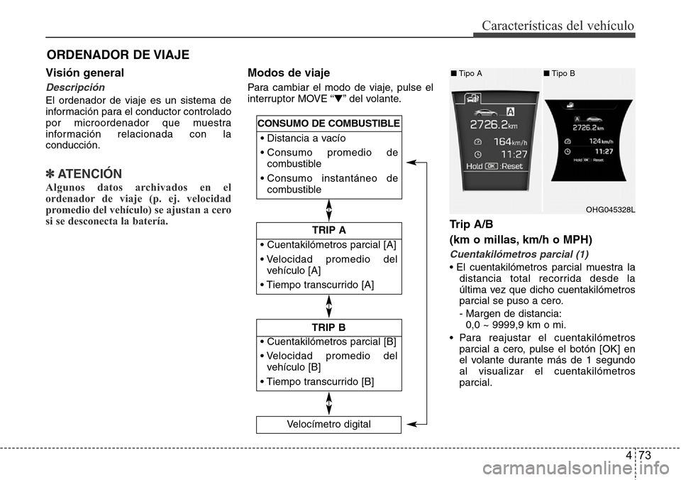 Hyundai Azera 2016 Manual del propietario (Grandeur) (in Spanish) 473
Características del vehículo
Visión general
Descripción
El ordenador de viaje es un sistema de
información para el conductor controlado
por microordenador que muestra
información relacionad Hyundai Azera 2016 Manual del propietario (Grandeur) (in Spanish) 473
Características del vehículo
Visión general
Descripción
El ordenador de viaje es un sistema de
información para el conductor controlado
por microordenador que muestra
información relacionad