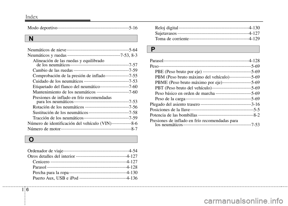 Hyundai Azera 2012 Manual del propietario (in Spanish) Index
6
I
Modo deportivo······························································5-16
Neumáticos de nieve ············ Hyundai Azera 2012 Manual del propietario (in Spanish) Index
6
I
Modo deportivo······························································5-16
Neumáticos de nieve ············Â