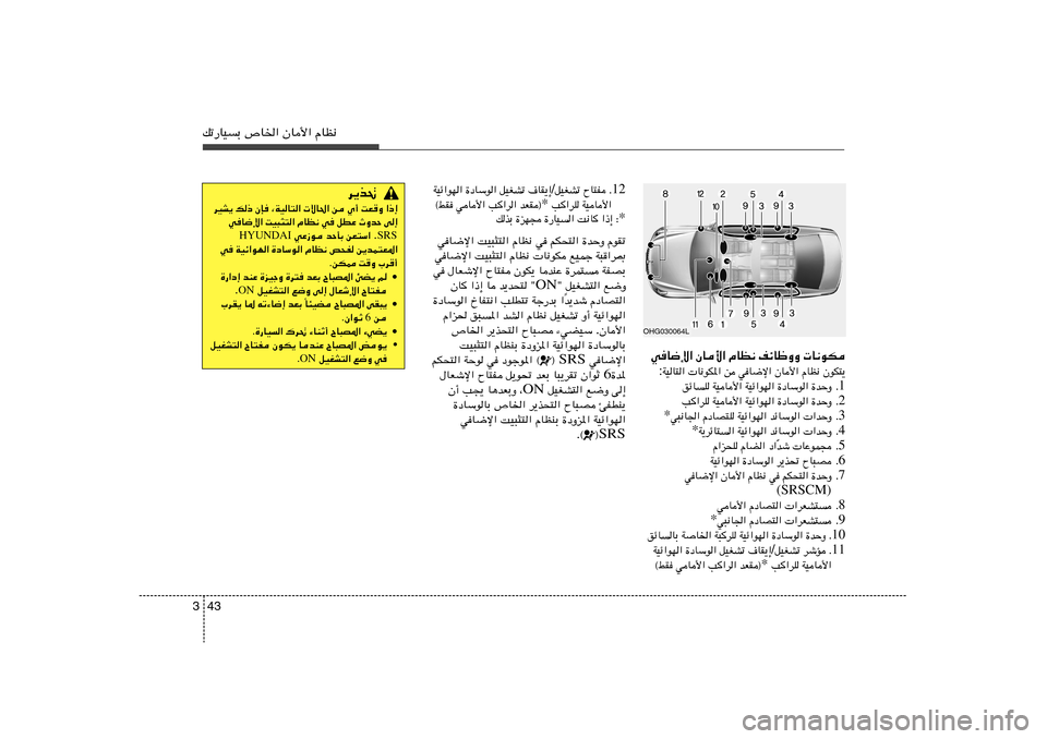 Hyundai Azera 2012  دليل المالك 43 3pð—UOÐ ’U)« ÊU_« ÂUE½
 U½uJ   nzUþËË   ÂUE½   ÊU_«   wU{ù«
ÊuJ²¹   ÂUE½   ÊU_«   wU{ù«   s    U½uJ*«   WOU²« :
1 Æ …bŠË   …œUÝu«   WOz«uN