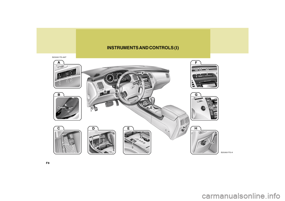 Hyundai Azera 2010  Owners Manual F8
INSTRUMENTS AND CONTROLS (I)
B250A01TG-AAT
B250A01TG-A 