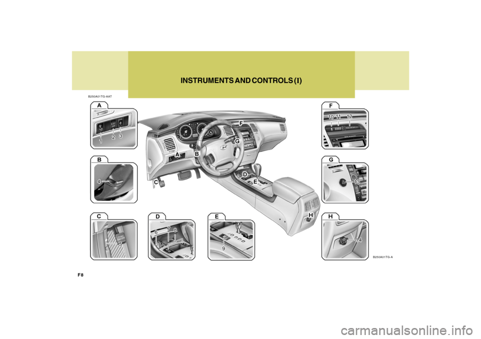 Hyundai Azera 2009  Owners Manual F8
INSTRUMENTS AND CONTROLS (I)
B250A01TG-AAT
B250A01TG-A 