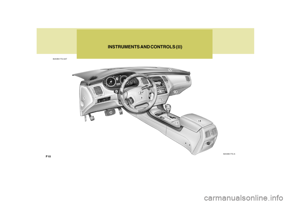 Hyundai Azera 2008 User Guide F10
INSTRUMENTS AND CONTROLS (II)
B250B01TG-AAT
B250B01TG-A Hyundai Azera 2008 User Guide F10
INSTRUMENTS AND CONTROLS (II)
B250B01TG-AAT
B250B01TG-A