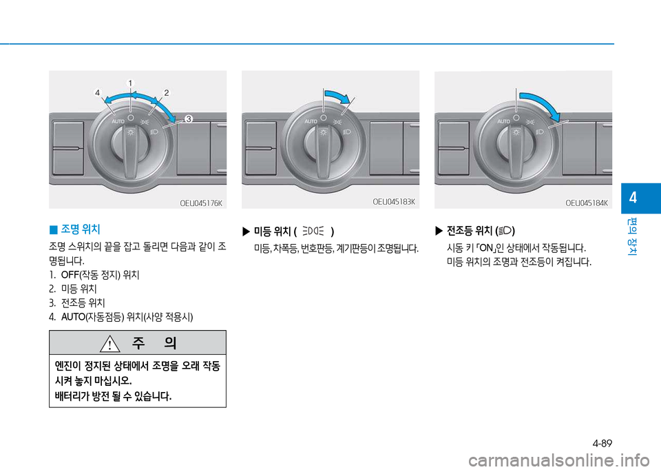 Hyundai Blue City 2017  블루시티 - 사용 설명서 (in Korean) 4-89
편의 장치
4
 
▶ 전4