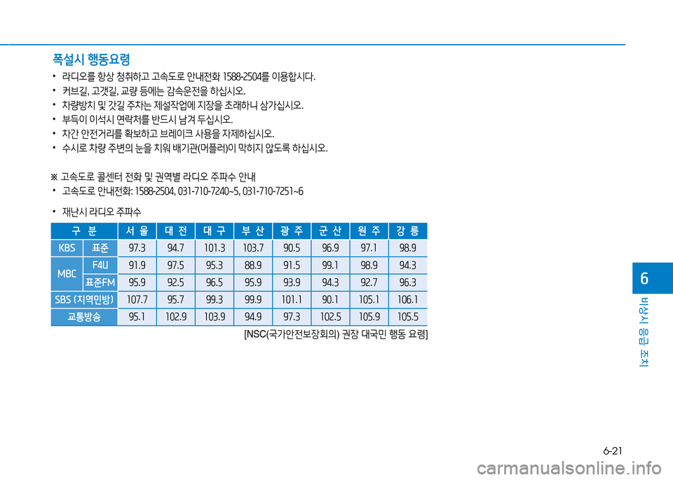 Hyundai Blue City 2017  블루시티 - 사용 설명서 (in Korean) 6-21
비상시 응급 조치
작
구   분-