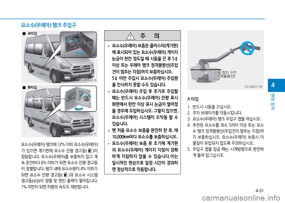 Hyundai Blue City 2017  블루시티 - 사용 설명서 (in Korean) 4-31
편의 장치
4
   주
        의
 
• 요.수
(38$