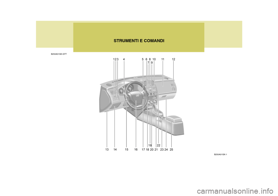 Hyundai Coupe 2005  Manuale del proprietario (in Italian) B250A01GK-GTTSTRUMENTI E COMANDI
B250A01GK-1  