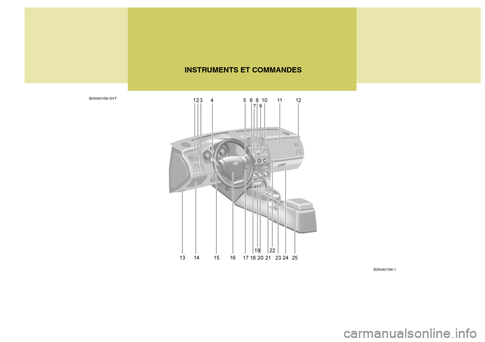 Hyundai Coupe 2004  Manuel du propriétaire (in French) B250A01GK-GVTINSTRUMENTS ET COMMANDES
B250A01GK-1  