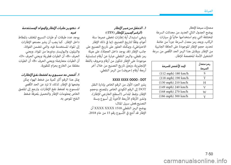 Hyundai Elantra 2019  دليل المالك 7-50
ﺔﻧﺎﻴﺼﻟا
�ق�ﺷ�ﻇ�G�ﳌ�ن�a�ﺞ�ﱃ�ﻲ�ن�ير�P�ﺾ�3�ؤ
 ﺔﻋﴪﻟا تﻻﺪﻌﻣ ﻦﻣ ﺪﻳﺪﻌﻟا ﱄﺎﺘﻟا لوﺪﺠﻟا ﺢﺿﻮﻳ
 تارﺎﻴﺳ ﰲ