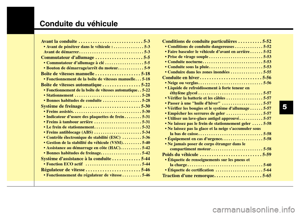 Hyundai Elantra 2016 Manuel du propriétaire (in French) Avant la conduite . . . . . . . . . . . . . . . . . . . . . . . . . . . 5-3
• Avant de pénétrer dans le véhicule : . . . . . . . . . . . . . . 5-3
Avant de démarrer . . . . . . . . . . . . . . . Hyundai Elantra 2016 Manuel du propriétaire (in French) Avant la conduite . . . . . . . . . . . . . . . . . . . . . . . . . . . 5-3
• Avant de pénétrer dans le véhicule : . . . . . . . . . . . . . . 5-3
Avant de démarrer . . . . . . . . . . . . . . .