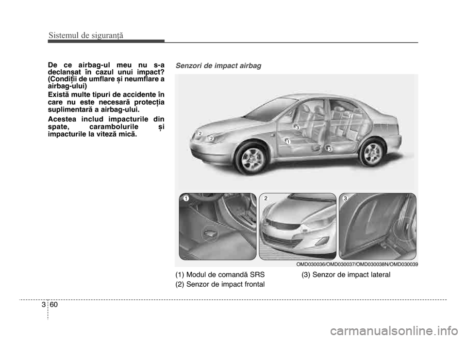 Hyundai Elantra 2016  Manualul de utilizare (in Romanian) Sis\fe\bul de siguranță
603
De  ce  airbag-ul  meu  nu  s-a
declanșat  în  cazul  unui  impact?
(Condiții de umflare și neumflare a
airbag-ului)
Există multe tipuri de accidente în
care  nu  e