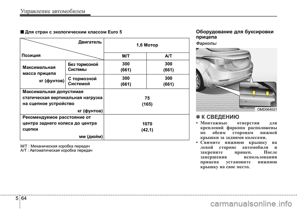 Hyundai Elantra 2016 Инструкция по эксплуатации (in Russian) Управление автомобилем
64 5
Оборудование для буксировки
прицепа
Фаркопы
✽К СВЕДЕНИЮ
• Монтажные отверстия д Hyundai Elantra 2016 Инструкция по эксплуатации (in Russian) Управление автомобилем
64 5
Оборудование для буксировки
прицепа
Фаркопы
✽К СВЕДЕНИЮ
• Монтажные отверстия д