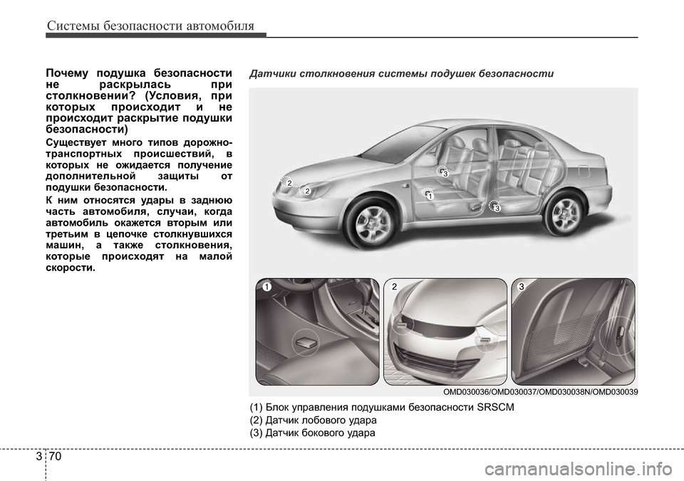 Hyundai Elantra 2016 Инструкция по эксплуатации (in Russian) Системы безопасности автомобиля
70 3
Почему подушка безопасности
не раскрылась при
столкновении? (Условия, пр Hyundai Elantra 2016 Инструкция по эксплуатации (in Russian) Системы безопасности автомобиля
70 3
Почему подушка безопасности
не раскрылась при
столкновении? (Условия, пр
