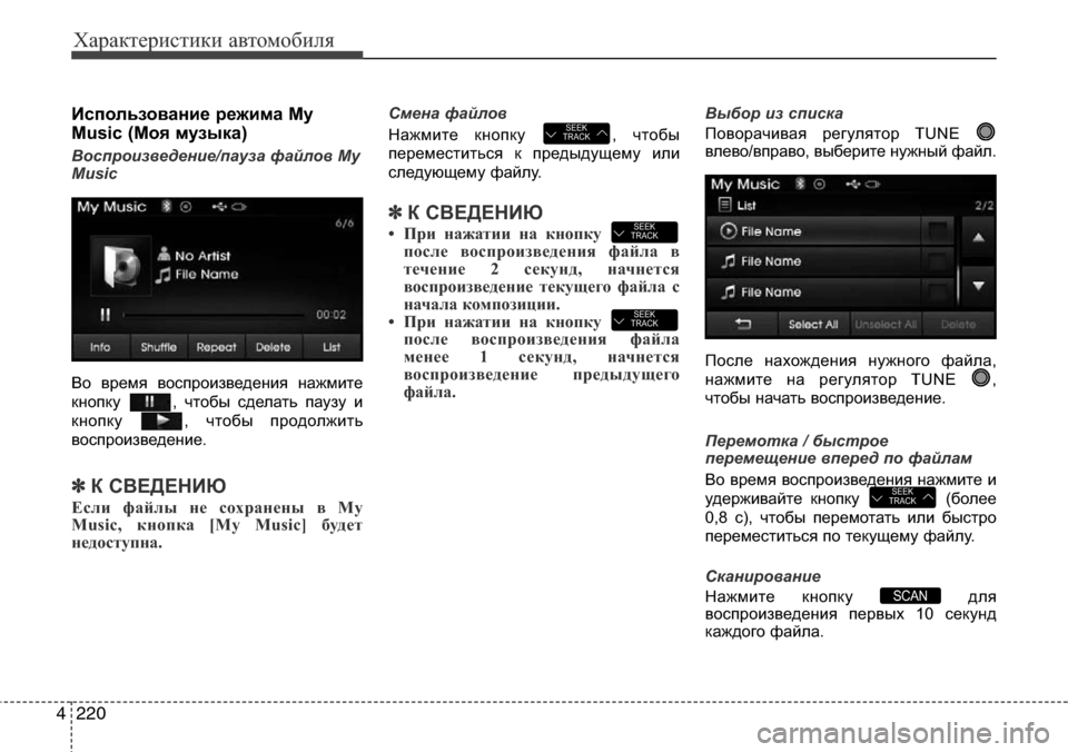 Hyundai Elantra 2015 Инструкция по эксплуатации (in Russian) Характеристики автомобиля
220 4
Использование режима My
Music (Моя музыка)
Воспроизведение/пауза файлов My
Music
Во вр Hyundai Elantra 2015 Инструкция по эксплуатации (in Russian) Характеристики автомобиля
220 4
Использование режима My
Music (Моя музыка)
Воспроизведение/пауза файлов My
Music
Во вр