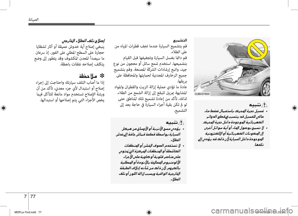 Hyundai Elantra 2014 دليل المالك 77
7
ةنايصلا
00A600CB00BD0070004C00B8003F
نم هايبيbا تارطق فجت امدنع ةرايبيfلا عيمشتب مق
.ءلاطلا لىع
مايقلا لبق اهفيفجتو ةرا Hyundai Elantra 2014 دليل المالك 77
7
ةنايصلا
00A600CB00BD0070004C00B8003F
نم هايبيbا تارطق فجت امدنع ةرايبيfلا عيمشتب مق
.ءلاطلا لىع
مايقلا لبق اهفيفجتو ةرا