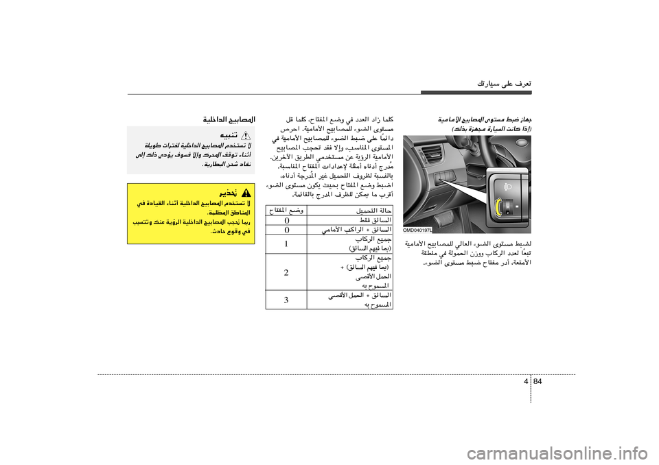 Hyundai Elantra 2013  دليل المالك 84 4
pð—UOÝ vKŽ ·dFð
ULK   œ«“   œbF«   w   l{Ë   ¨ÕU²H*«   ULK   q
Èu²   ¡uC«   `OÐUBLK   WOU_« . ’dŠ« 
Lz«œ Î U   vKŽ   j³{   ¡uC«   `OÐUBLK   WOU_