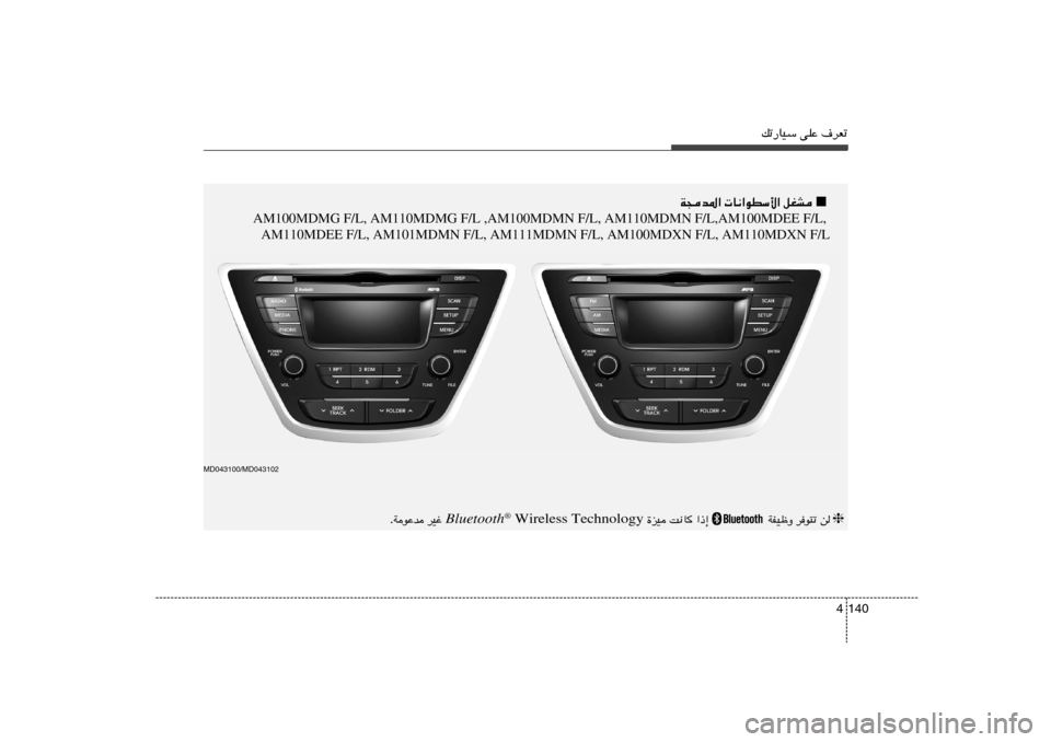 Hyundai Elantra 2013  دليل المالك pð—UOÝ vKŽ ·dFð
140 4
■  W−b*«  U½«uDÝ_« qGA 
  AM100MDMG F/L, AM110MDMG F/L ,AM100MDMN F/L, AM110MDMN F/L,AM100MDEE F/L,
AM110MDEE F/L, AM101MDMN F/L, AM111MDMN F/L, AM100MDXN F/L,