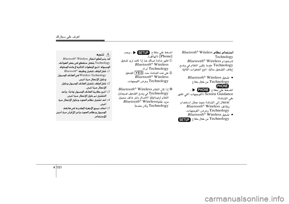 Hyundai Elantra 2013  دليل المالك pð—UOÝ vKŽ ·dFð151 4
jG{«   vKŽ   ÕU²H    ¨                    œbŠË
[Phone] Æ©nðUN«® 
1
dNEð   WýUý   pQ
ð   ULŽ   «–≈   XM   b¹dð   qOGAð
Bluetooth
® Wireless
Te