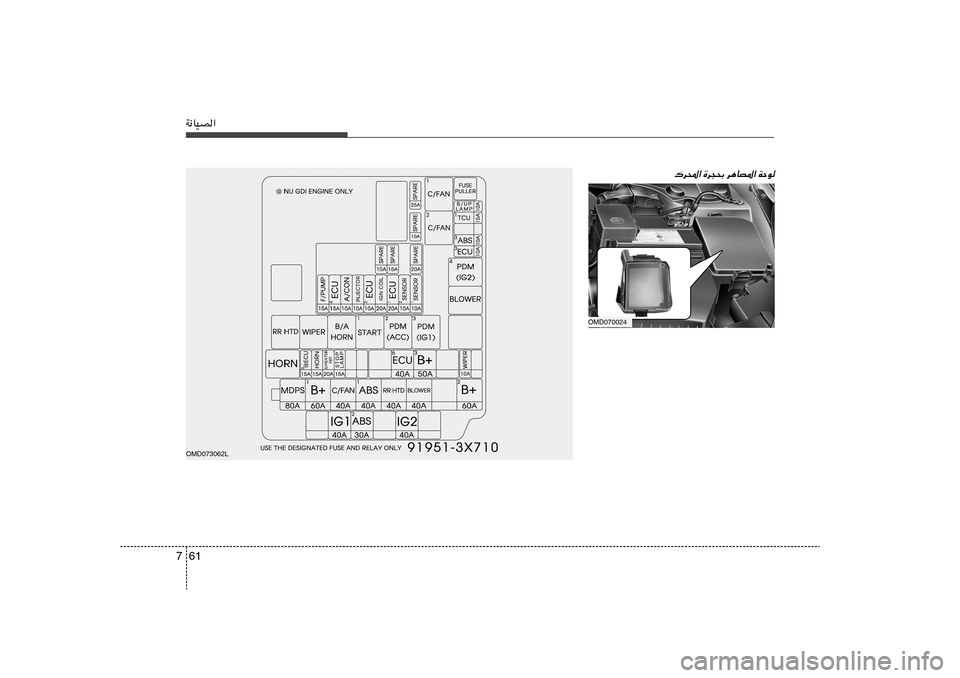 Hyundai Elantra 2013  دليل المالك 61 7W½UOB«OMD073062L
OMD070024
„d;« …d−×Ð d¼UB*« WŠu 