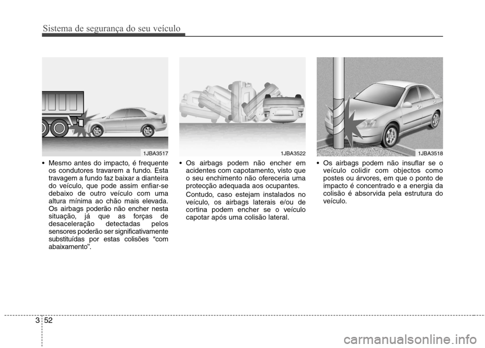 Hyundai Elantra 2012 Manual do proprietário (in Portuguese) Sistema de segurança do seu veículo
52
3
Mesmo antes do impacto, é frequente
os condutores travarem a fundo. Esta
travagem a fundo faz baixar a dianteira
do veículo, que pode assim enfiar-se
deb Hyundai Elantra 2012 Manual do proprietário (in Portuguese) Sistema de segurança do seu veículo
52
3
Mesmo antes do impacto, é frequente
os condutores travarem a fundo. Esta
travagem a fundo faz baixar a dianteira
do veículo, que pode assim enfiar-se
deb