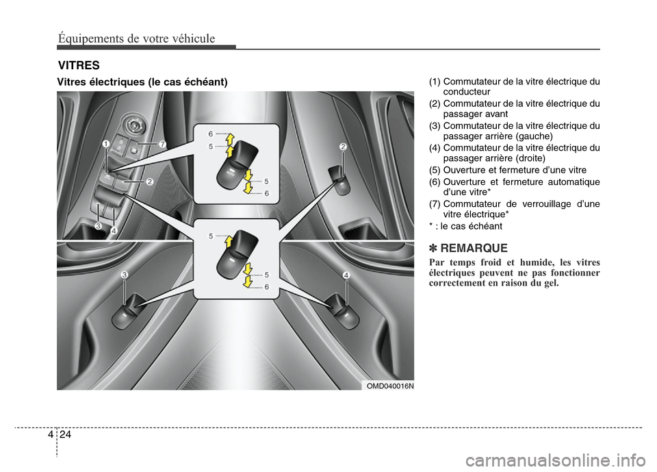 Hyundai Elantra 2011 Manuel du propriétaire (in French) Équipements de votre véhicule
24 4
Vitres électriques (le cas échéant)(1) Commutateur de la vitre électrique du
conducteur
(2) Commutateur de la vitre électrique du
passager avant
(3) Commutate Hyundai Elantra 2011 Manuel du propriétaire (in French) Équipements de votre véhicule
24 4
Vitres électriques (le cas échéant)(1) Commutateur de la vitre électrique du
conducteur
(2) Commutateur de la vitre électrique du
passager avant
(3) Commutate