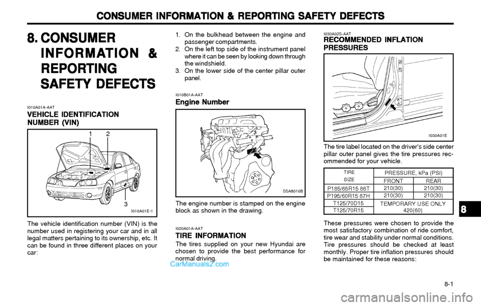 Hyundai Elantra 2003 Owners Manual CONSUMER INFORMATION & REPORTING SAFETY DEFECTS CONSUMER INFORMATION & REPORTING SAFETY DEFECTSCONSUMER INFORMATION & REPORTING SAFETY DEFECTS CONSUMER INFORMATION & REPORTING SAFETY DEFECTS
CONSUMER Hyundai Elantra 2003 Owners Manual CONSUMER INFORMATION & REPORTING SAFETY DEFECTS CONSUMER INFORMATION & REPORTING SAFETY DEFECTSCONSUMER INFORMATION & REPORTING SAFETY DEFECTS CONSUMER INFORMATION & REPORTING SAFETY DEFECTS
CONSUMER