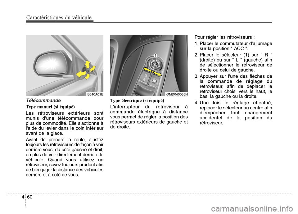 Hyundai Elantra GT 2016 Manuel du propriétaire (in French) Caractéristiques du véhicule
60 4
Télécommande
Type manuel (si équipé)
Les rétroviseurs extérieurs sont
munis dune télécommande pour
plus de commodité. Elle sactionne à
laide du levier Hyundai Elantra GT 2016 Manuel du propriétaire (in French) Caractéristiques du véhicule
60 4
Télécommande
Type manuel (si équipé)
Les rétroviseurs extérieurs sont
munis dune télécommande pour
plus de commodité. Elle sactionne à
laide du levier