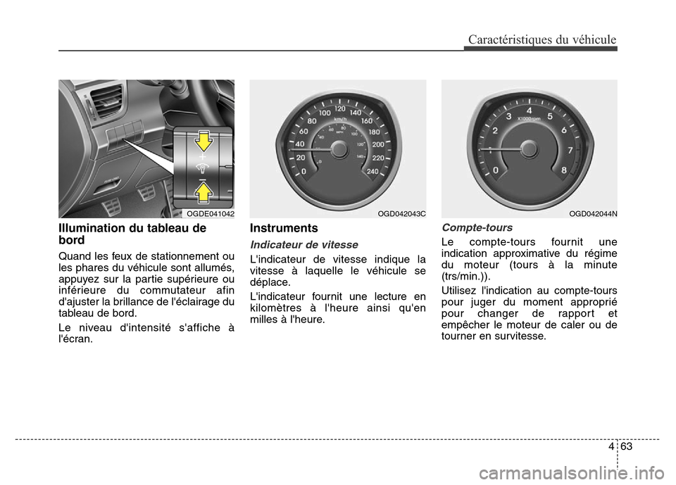 Hyundai Elantra GT 2016 Manuel du propriétaire (in French) 463
Caractéristiques du véhicule
Illumination du tableau de
bord
Quand les feux de stationnement ou
les phares du véhicule sont allumés,
appuyez sur la partie supérieure ou
inférieure du commuta Hyundai Elantra GT 2016 Manuel du propriétaire (in French) 463
Caractéristiques du véhicule
Illumination du tableau de
bord
Quand les feux de stationnement ou
les phares du véhicule sont allumés,
appuyez sur la partie supérieure ou
inférieure du commuta