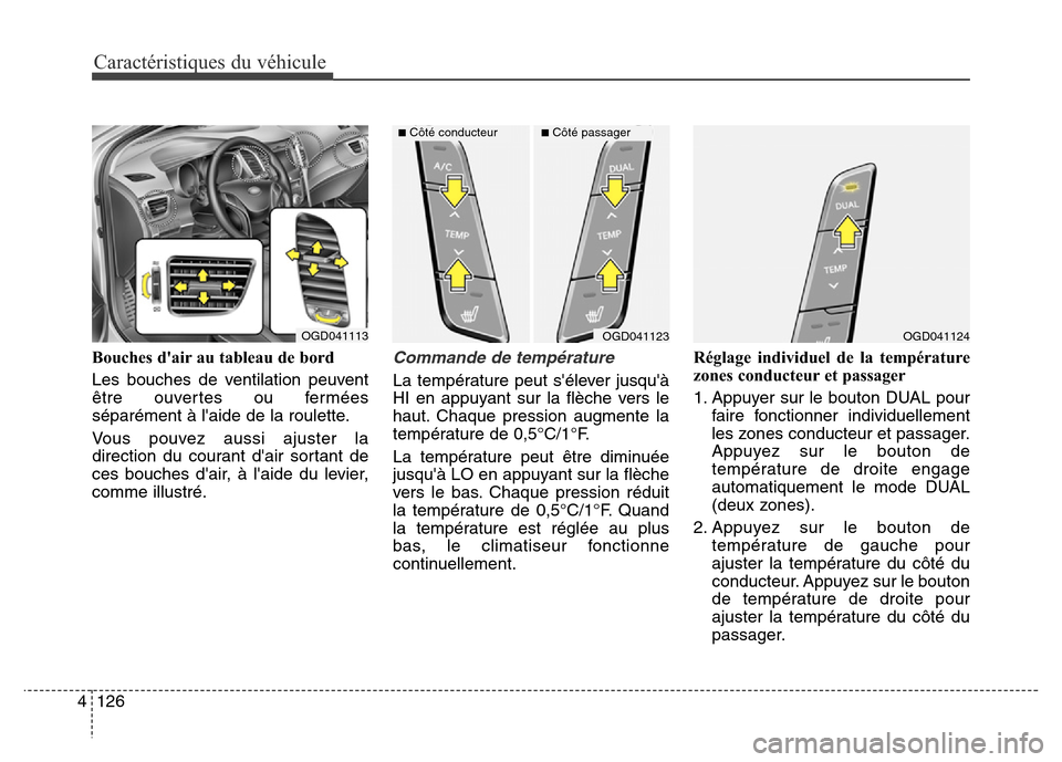 Hyundai Elantra GT 2016 Manuel du propriétaire (in French) Caractéristiques du véhicule
126 4
Bouches dair au tableau de bord
Les bouches de ventilation peuvent
être ouvertes ou fermées
séparément à laide de la roulette.
Vous pouvez aussi ajuster la
Hyundai Elantra GT 2016 Manuel du propriétaire (in French) Caractéristiques du véhicule
126 4
Bouches dair au tableau de bord
Les bouches de ventilation peuvent
être ouvertes ou fermées
séparément à laide de la roulette.
Vous pouvez aussi ajuster la