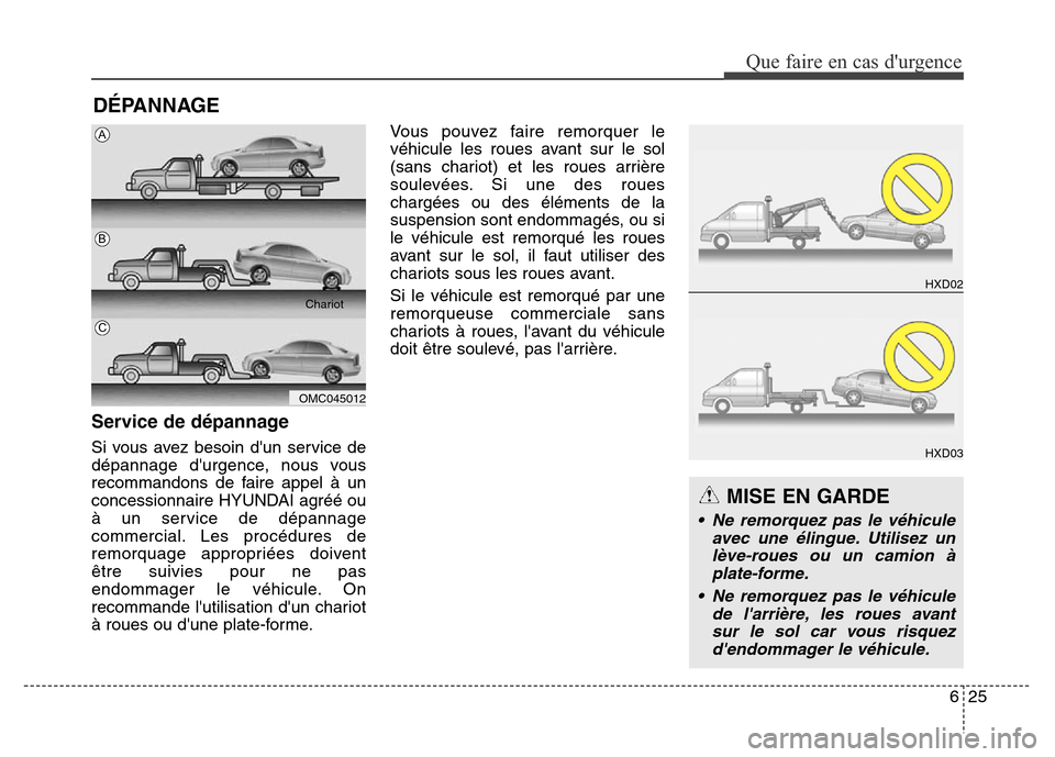 Hyundai Elantra GT 2016 Manuel du propriétaire (in French) 625
Que faire en cas durgence
DÉPANNAGE
Service de dépannage
Si vous avez besoin dun service de
dépannage durgence, nous vous
recommandons de faire appel à un
concessionnaire HYUNDAI agréé ou Hyundai Elantra GT 2016 Manuel du propriétaire (in French) 625
Que faire en cas durgence
DÉPANNAGE
Service de dépannage
Si vous avez besoin dun service de
dépannage durgence, nous vous
recommandons de faire appel à un
concessionnaire HYUNDAI agréé ou