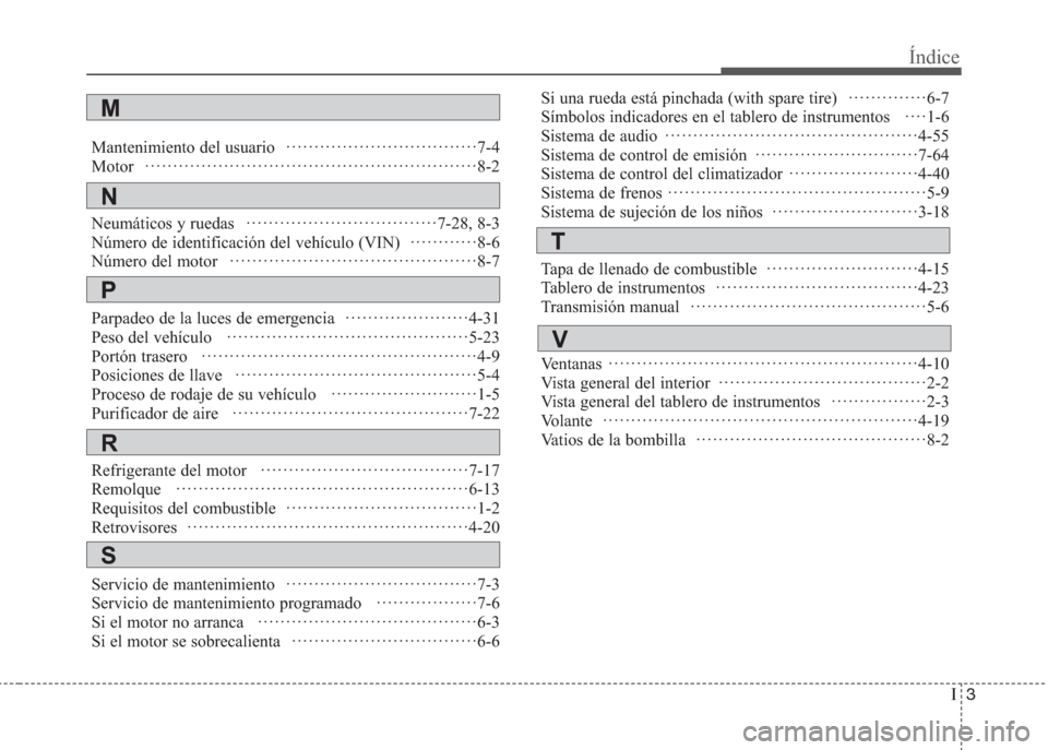Hyundai Eon 2016  Manual del propietario (in Spanish) I3
Índice
Mantenimiento del usuario   ··································7-4
Motor   ········································�