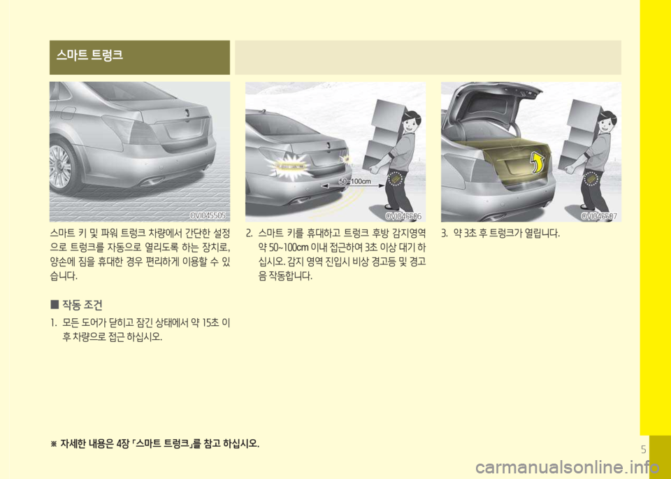 Hyundai Equus 2015  에쿠스 VI - 사용 설명서 (in Korean) 자
스마트 트렁크
스&P트  키  및  파워  트렁크  8