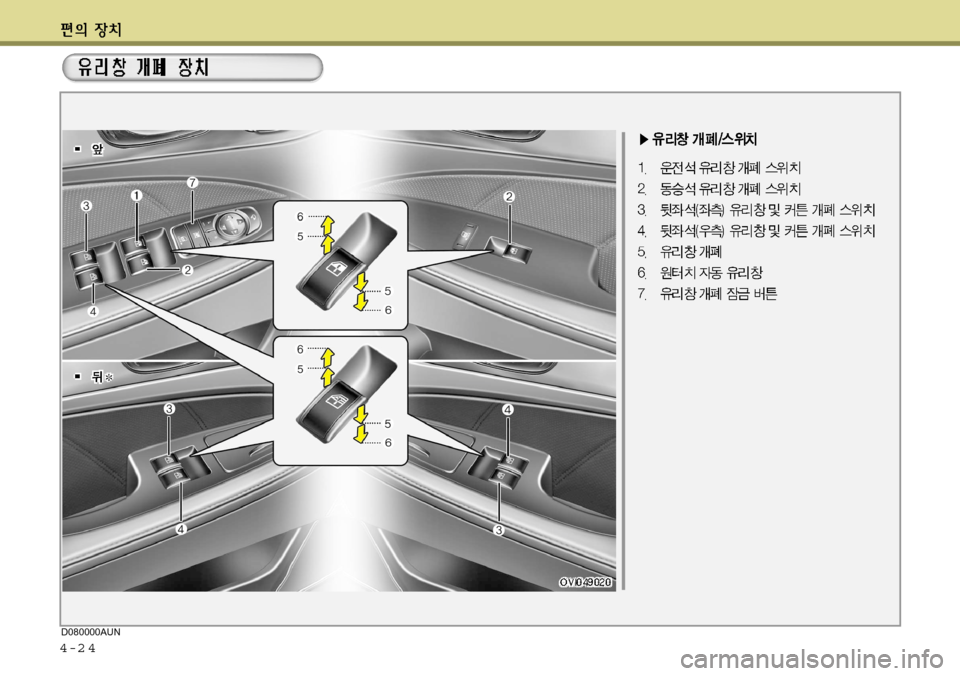 Hyundai Equus 2012  에쿠스 VI - 사용 설명서 (in Korean) 4-2 4
D080000AUN  