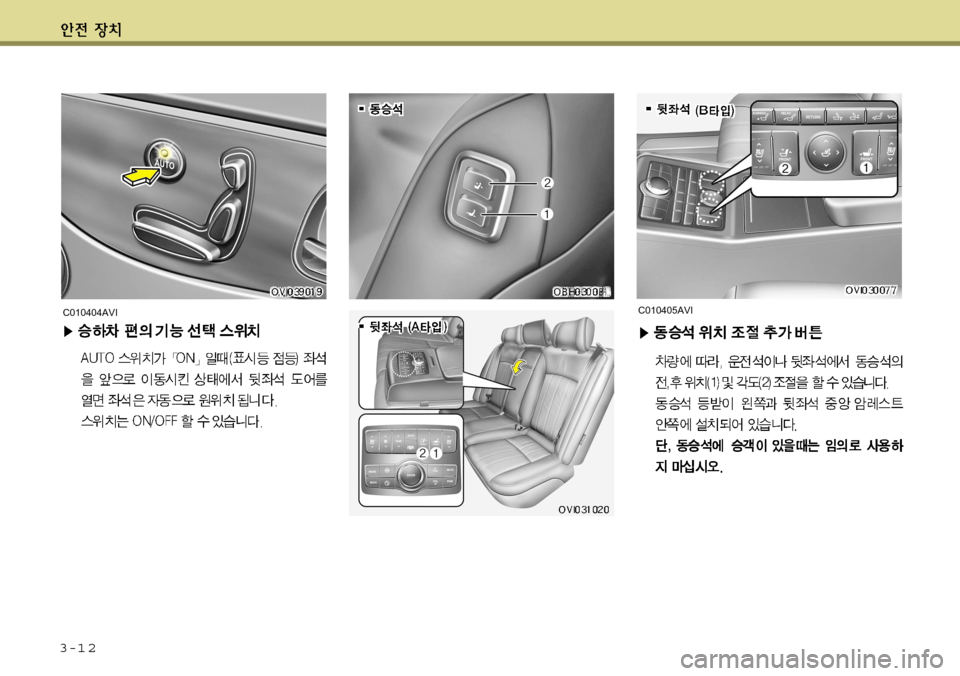 Hyundai Equus 2012  에쿠스 VI - 사용 설명서 (in Korean) 3-1 2C010405AVI
C010404AVI     