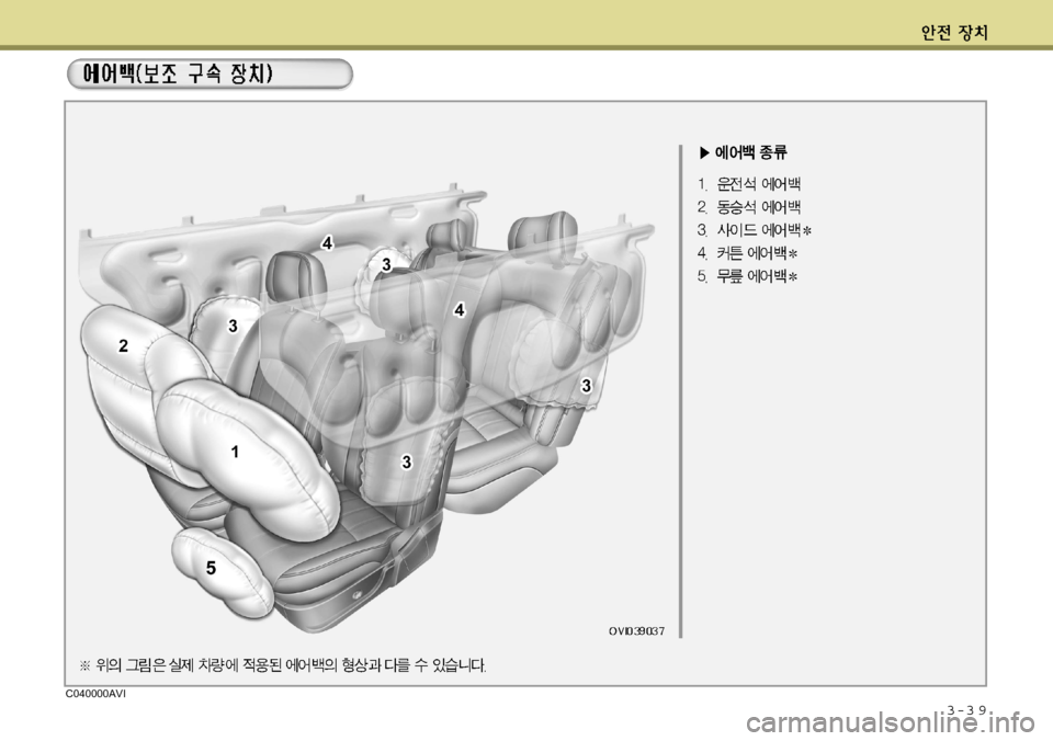 Hyundai Equus 2012  에쿠스 VI - 사용 설명서 (in Korean) 3-3 9C040000AVI  