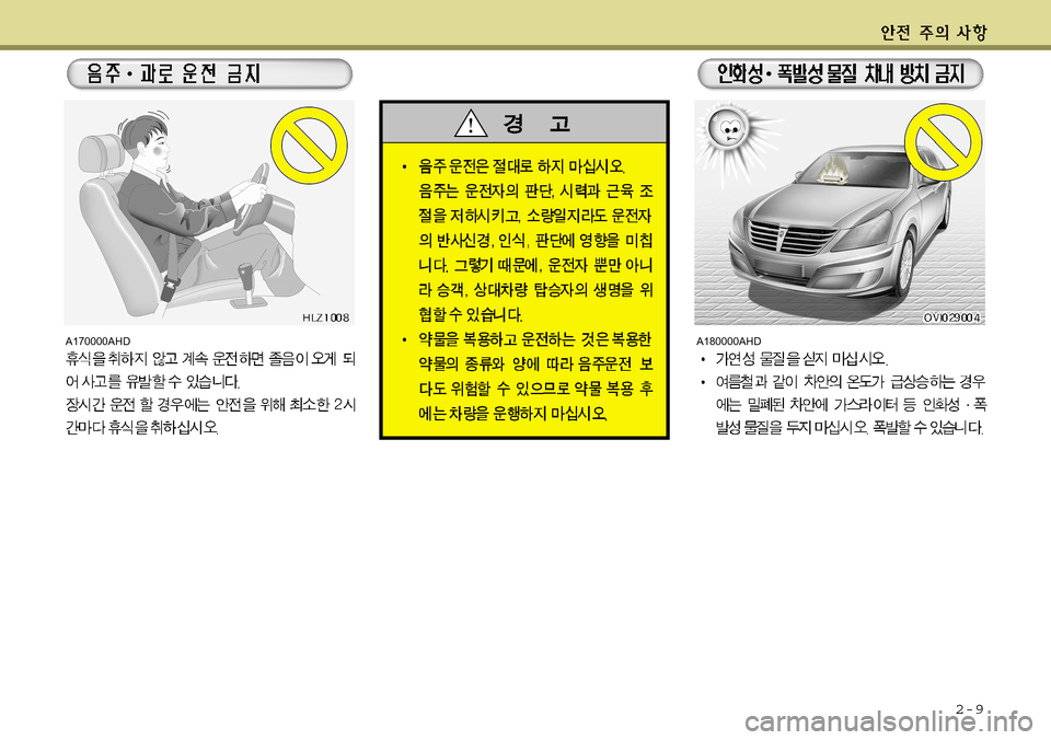 Hyundai Equus 2011  에쿠스 VI - 사용 설명서 (in Korean) 2-9
A170000AHDA180000AHD   